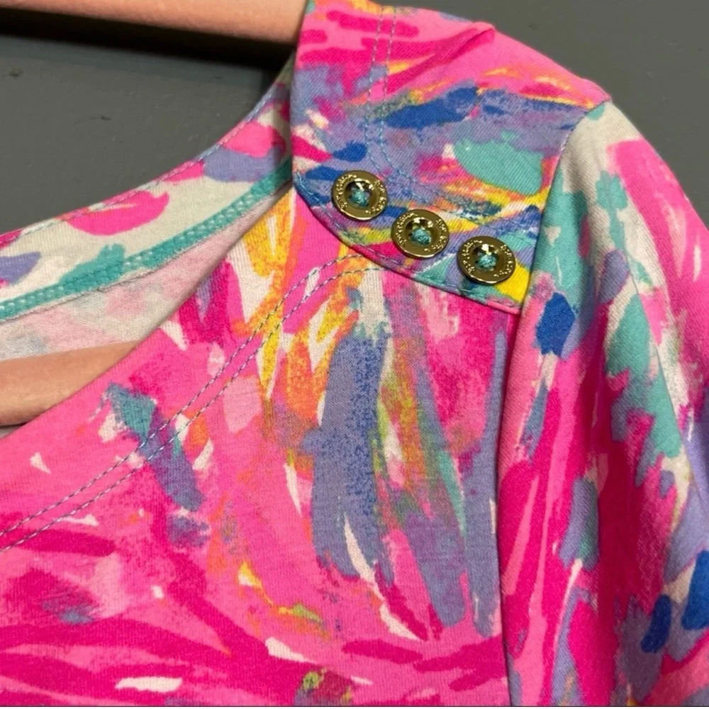 Lilly Pulitzer Coral Reef Print Shift Dress Large 3/4 Sleeve Like New - Picture 4 of 6